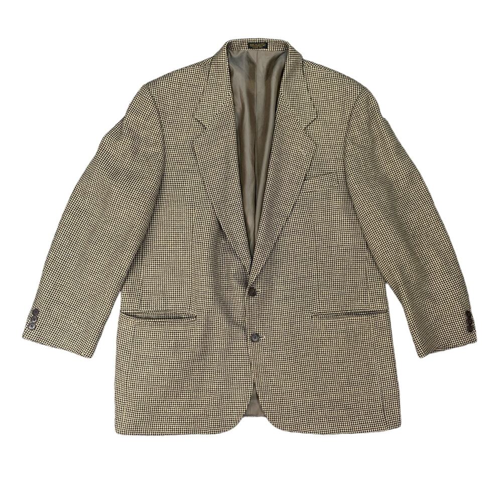Vintage Oscar De La Renta Blazer Mens 44 Straw Olive Silk Wool Blend Sport Coat